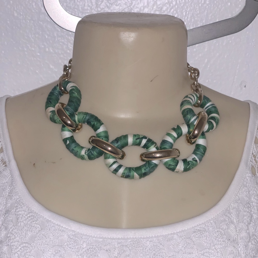 Bauble Bar Nordstrom Gold White Green Statement Necklace